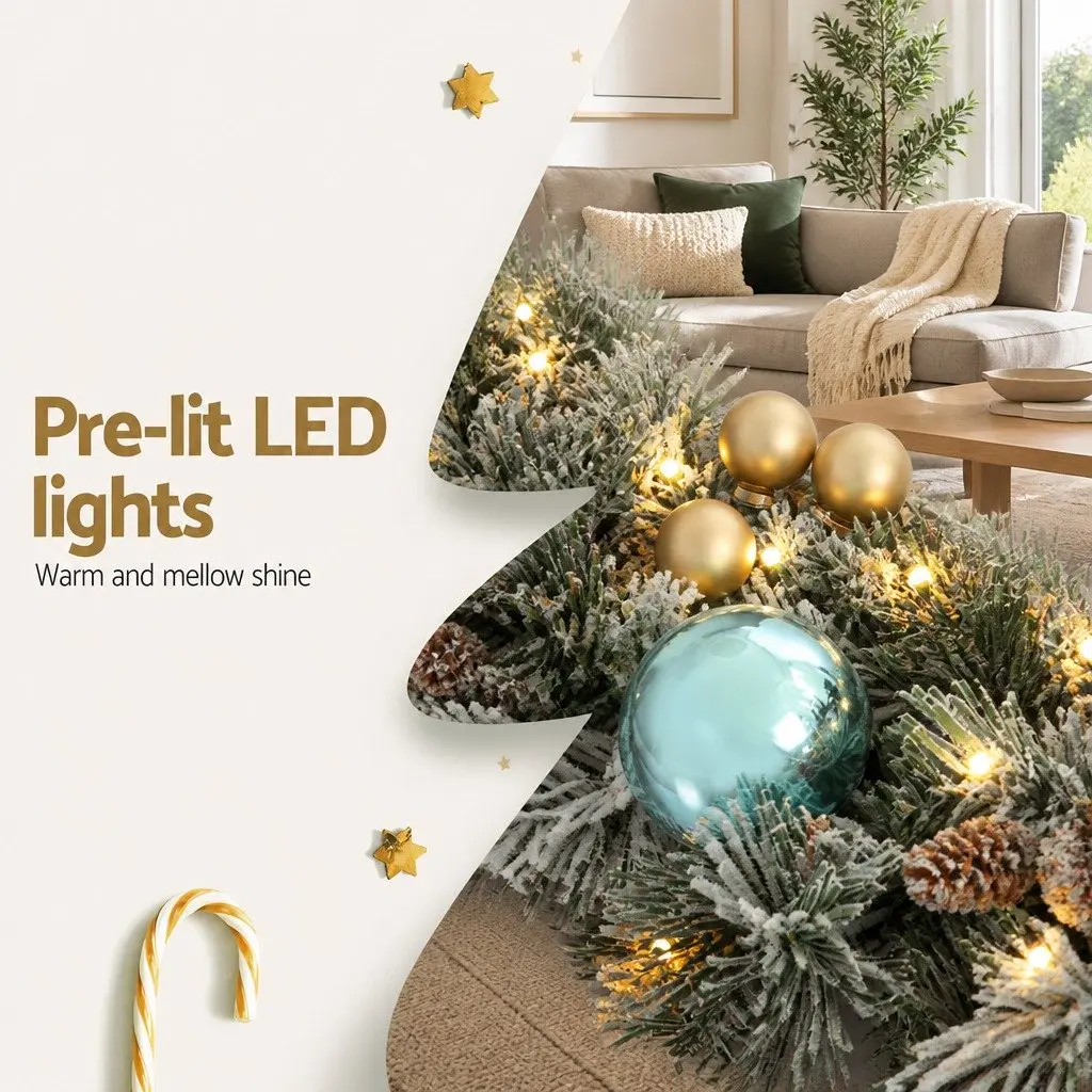 2.7m Christmas Garland with Pre-lit LED Lights