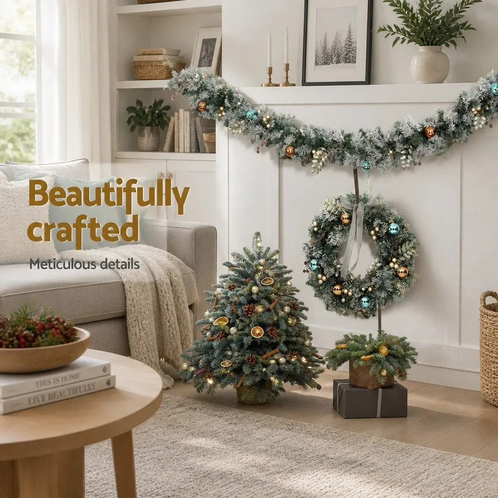 2.7m Christmas Garland with Pre-lit LED Lights
