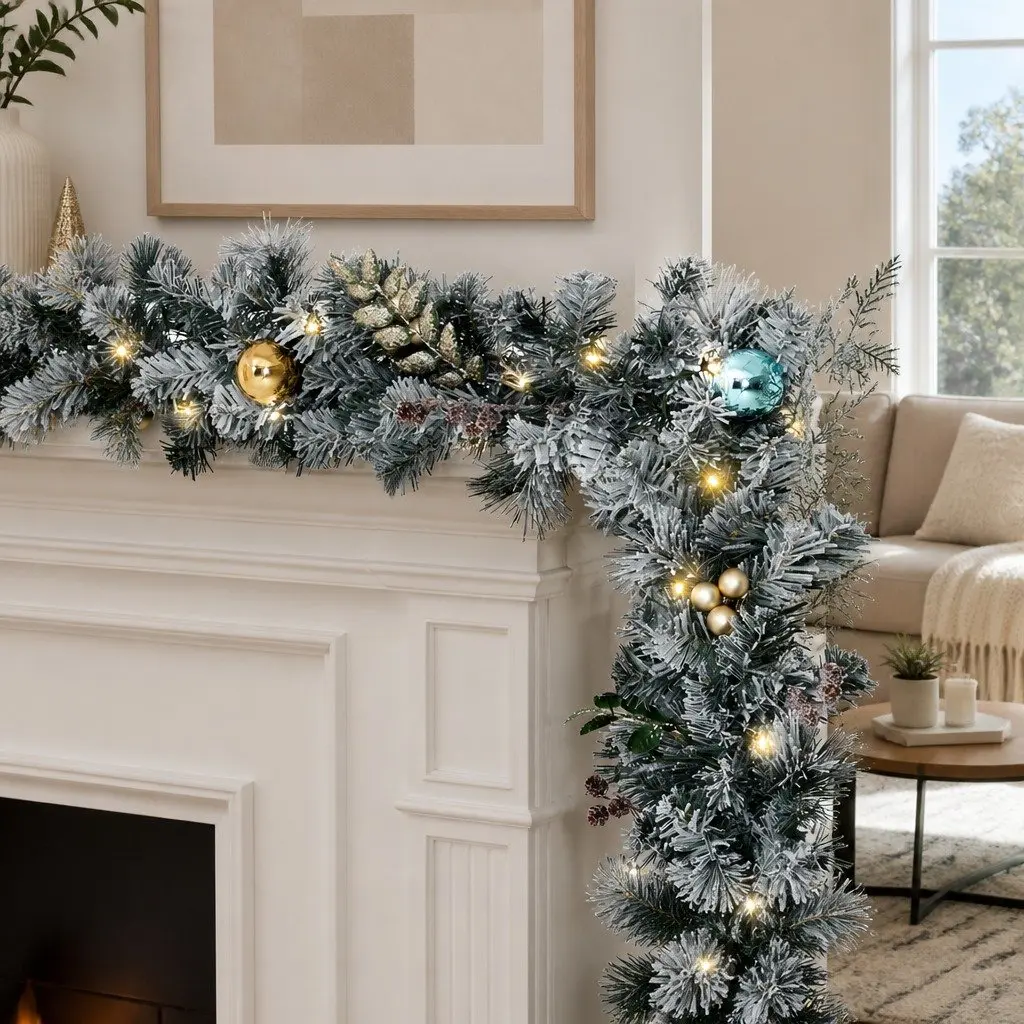 2.7m Christmas Garland with Pre-lit LED Lights