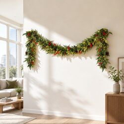 Durable 3M Pre-lit Christmas Garland with Warm LED Lights