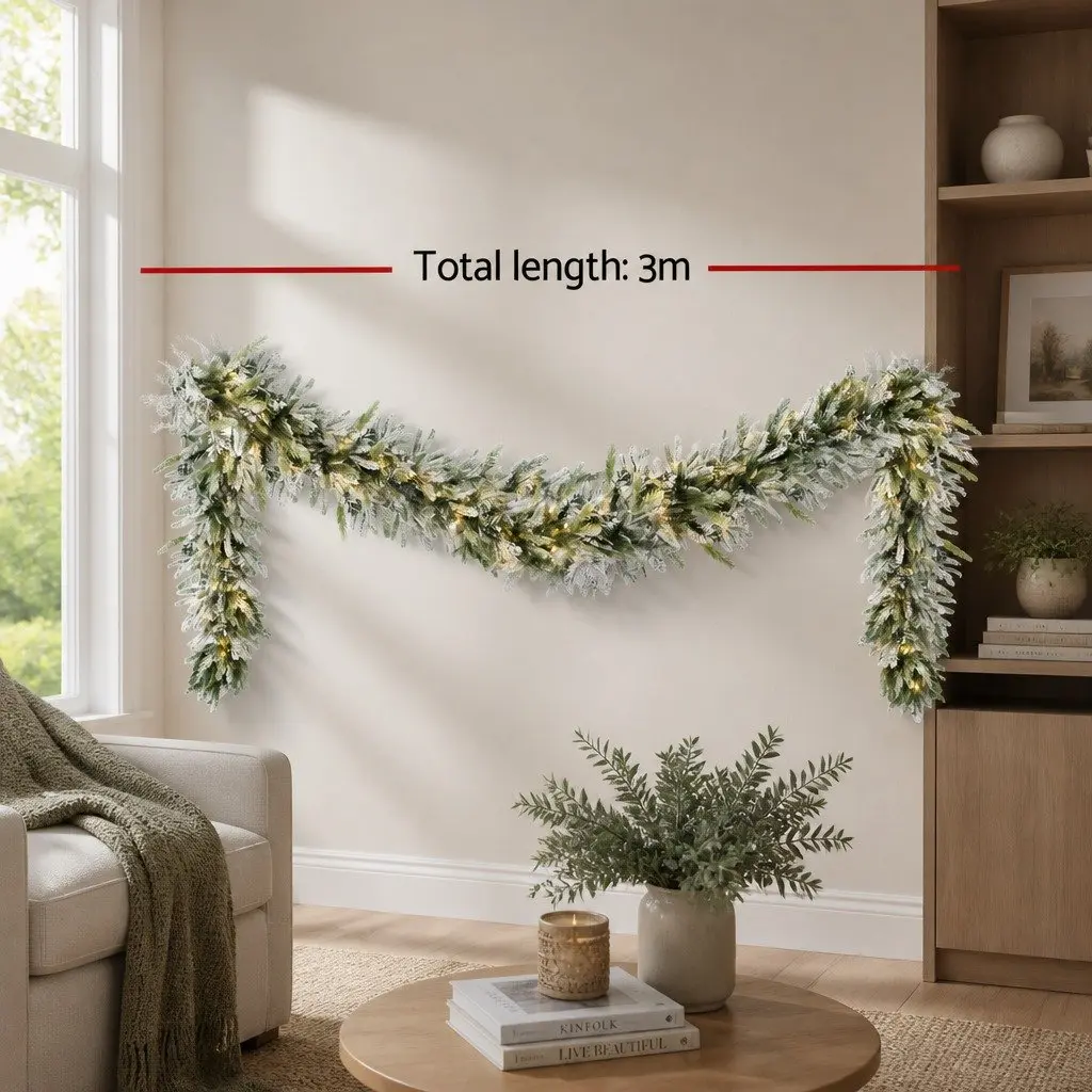 3M Christmas Garland with Warm LED Lights