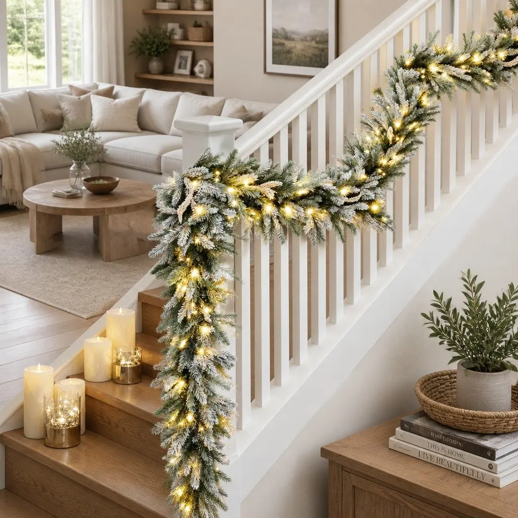 3M Christmas Garland with Warm LED Lights