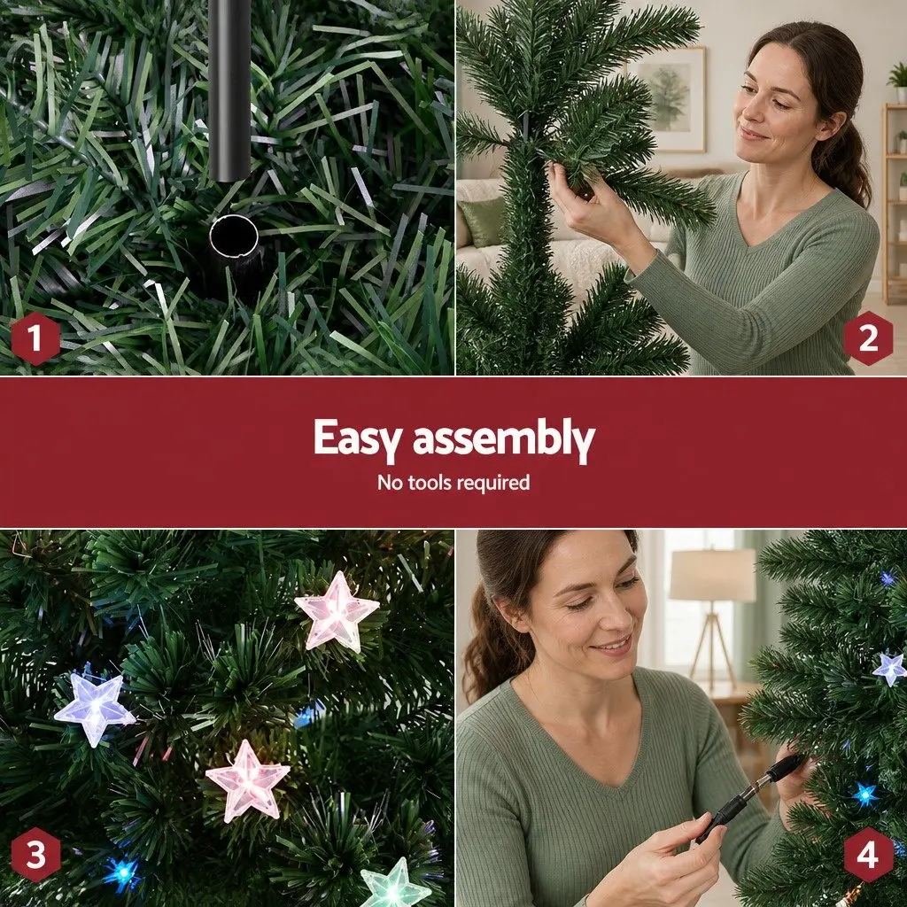 Optic Fibre Christmas Tree LED 1.5m Multi Colour Pre-Lit Holiday Decor