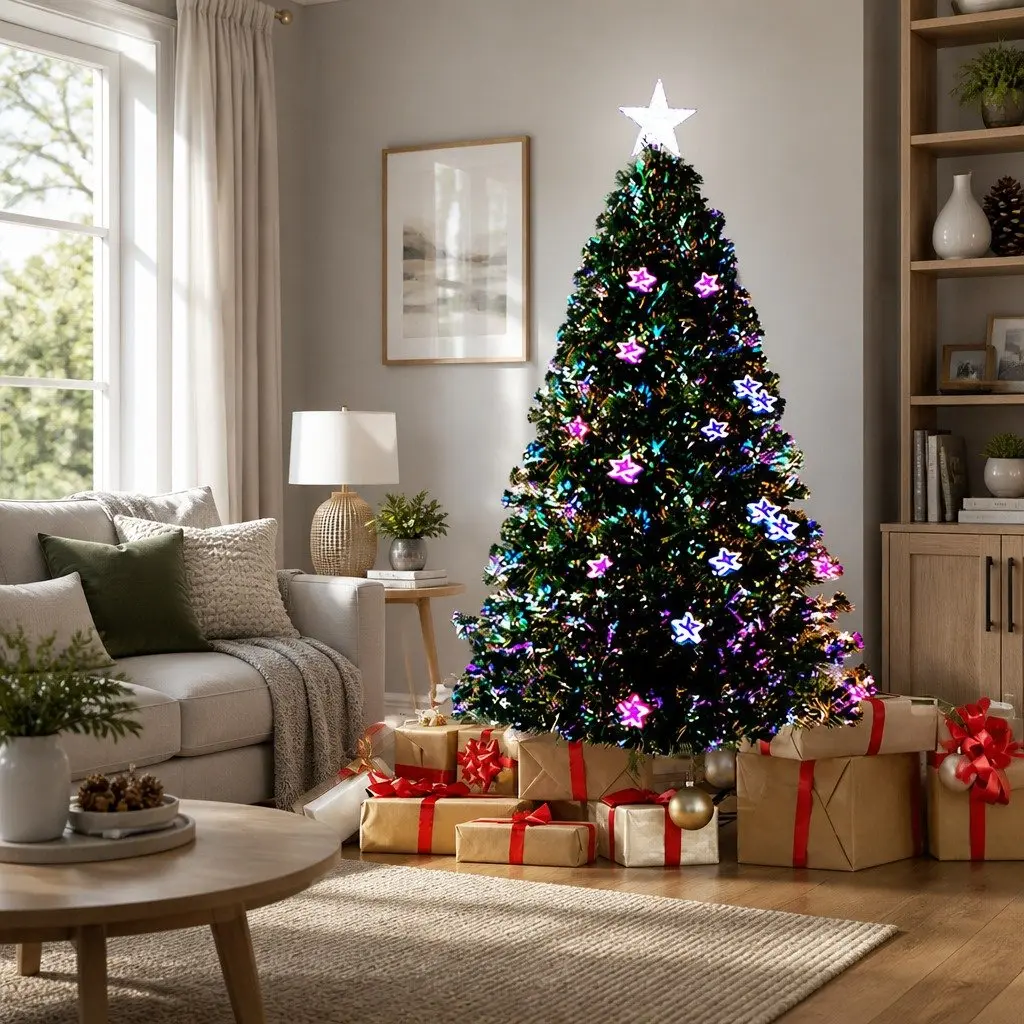 Optic Fibre Christmas Tree LED 1.5m Multi Colour Pre-Lit Holiday Decor