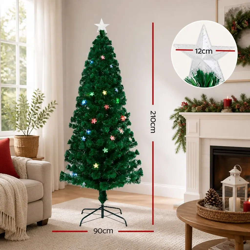7ft LED Christmas Tree with Multi-Colour Lights & Star Topper