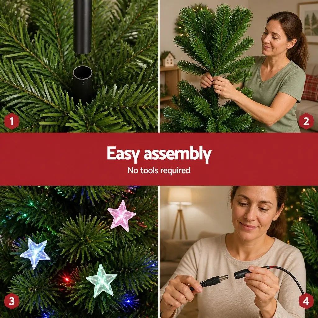 7ft LED Christmas Tree with Multi-Colour Lights & Star Topper