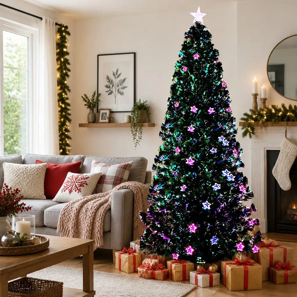 7ft LED Christmas Tree with Multi-Colour Lights & Star Topper