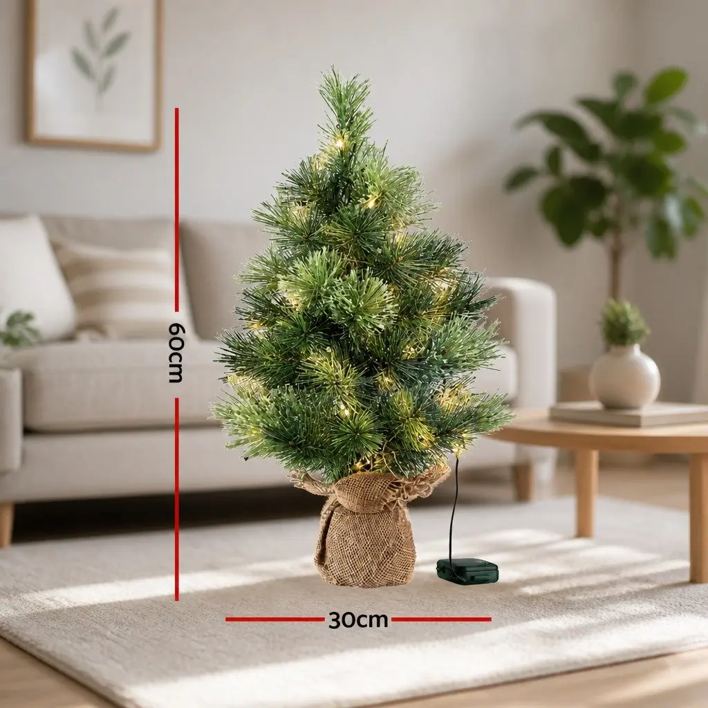 60cm Green Mini Christmas Tree with 50 LED Lights
