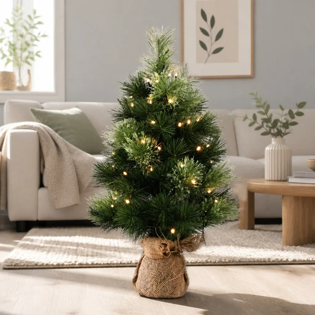 60cm Green Mini Christmas Tree with 50 LED Lights