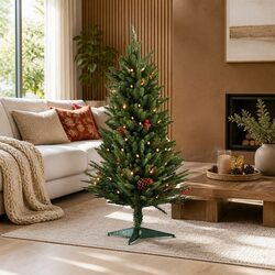 Compact 90cm Green Christmas Tree with LED Lights