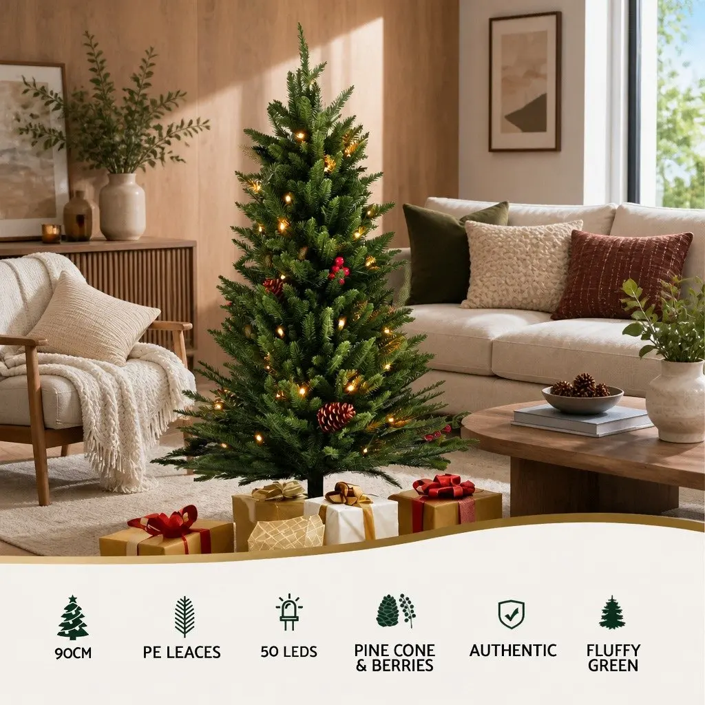 90cm Green Christmas Tree with LED Lights