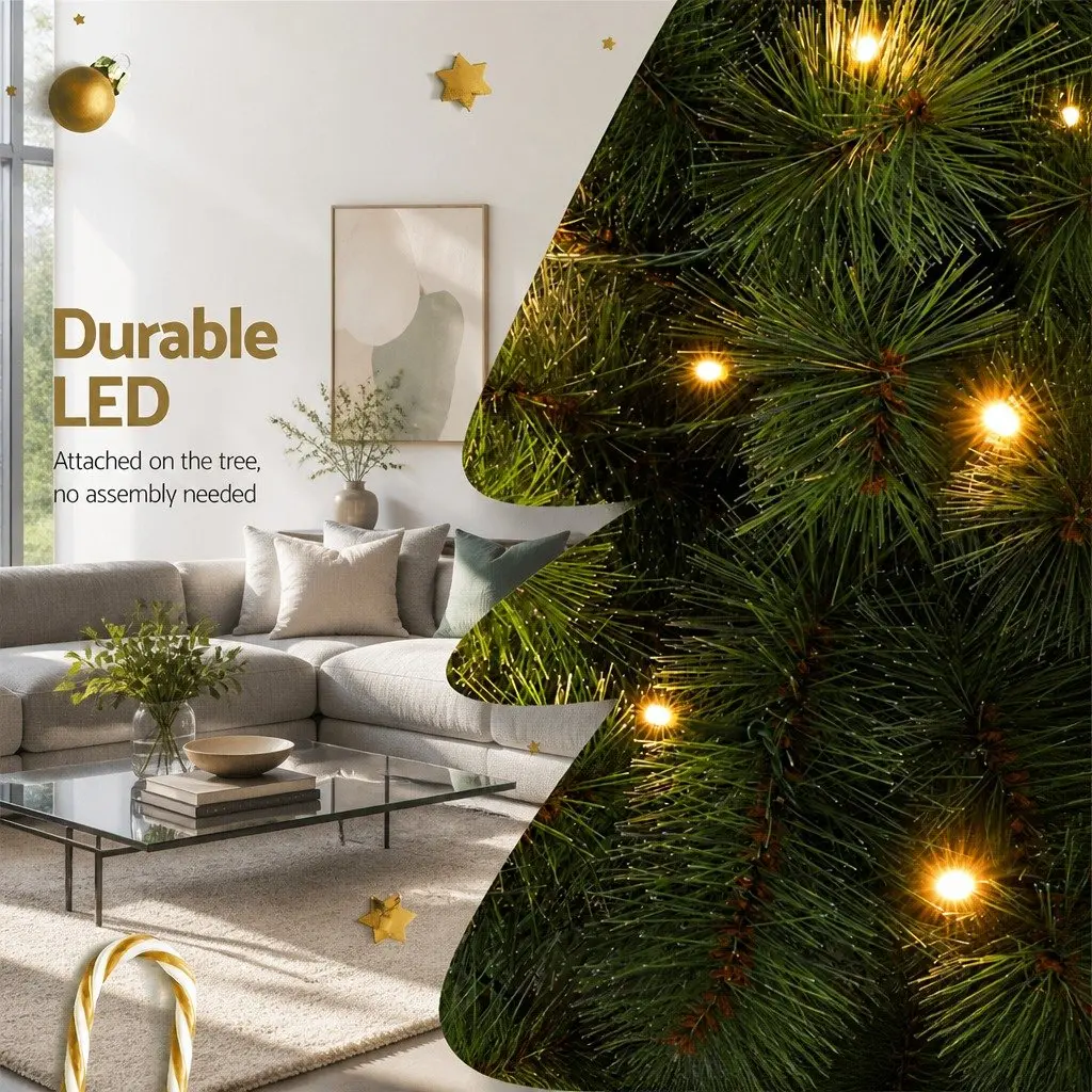 Christmas Palm Tree Set LED Warm Light 1.5m Green Pine Needles 1m Indoor Outdoor Decorations