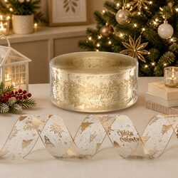Gold Christmas Tree Ribbon 20M for Holiday Decor