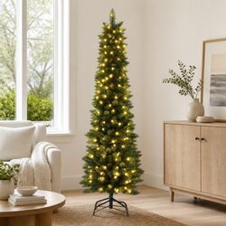 Sturdy 1.8m Pre-Lit Christmas Tree with 200 Warm LEDs