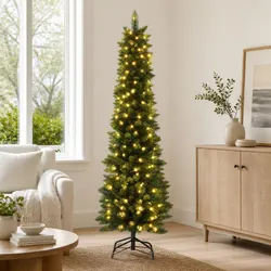Sturdy 1.8m Pre-Lit Christmas Tree with 200 Warm LEDs