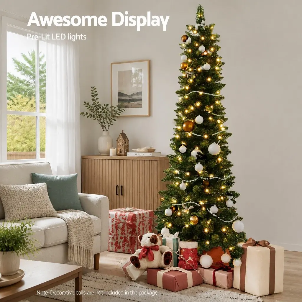 1.8m Pre-Lit Christmas Tree with 200 Warm LEDs