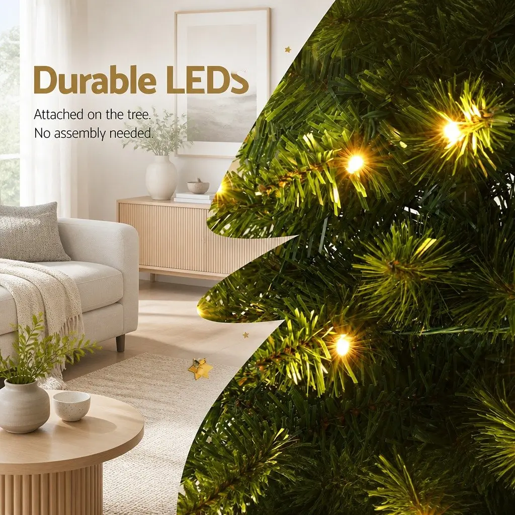 1.8m Pre-Lit Christmas Tree with 200 Warm LEDs