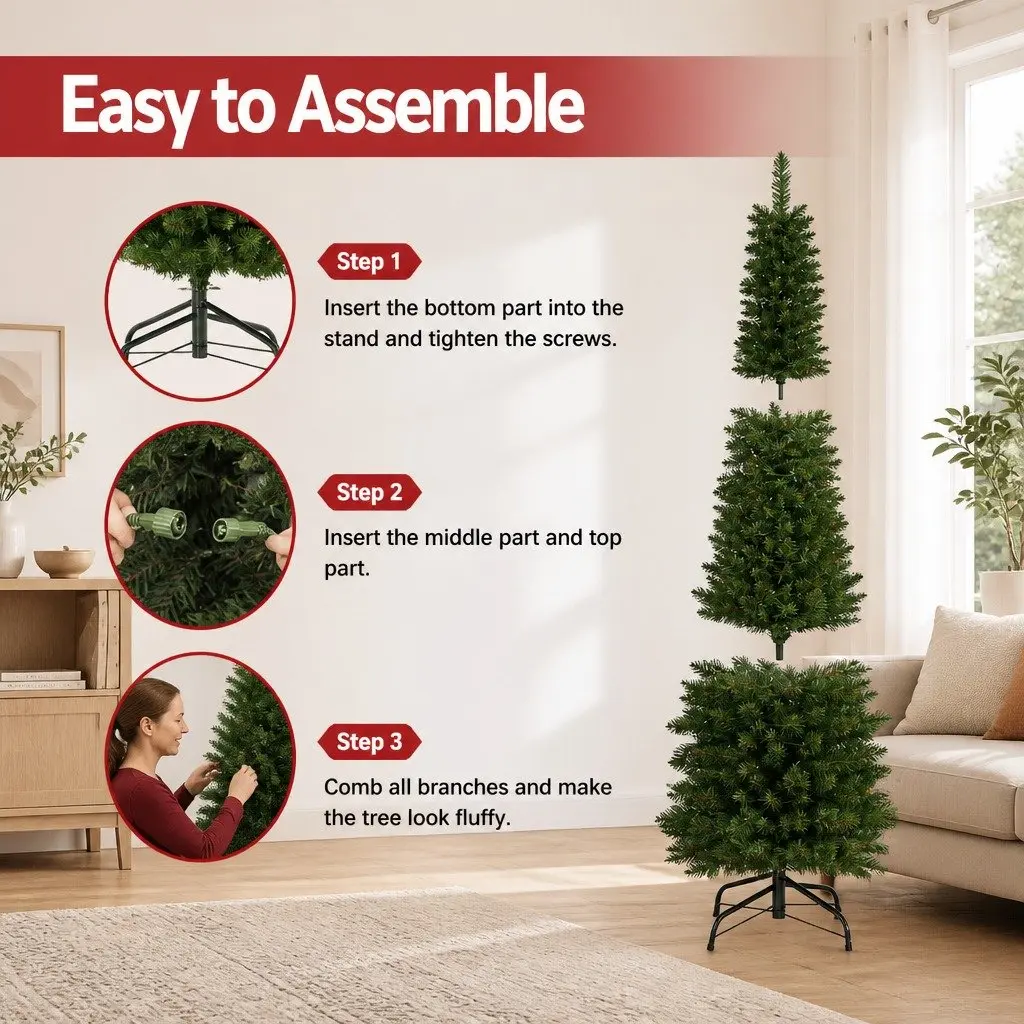 1.8m Pre-Lit Christmas Tree with 200 Warm LEDs