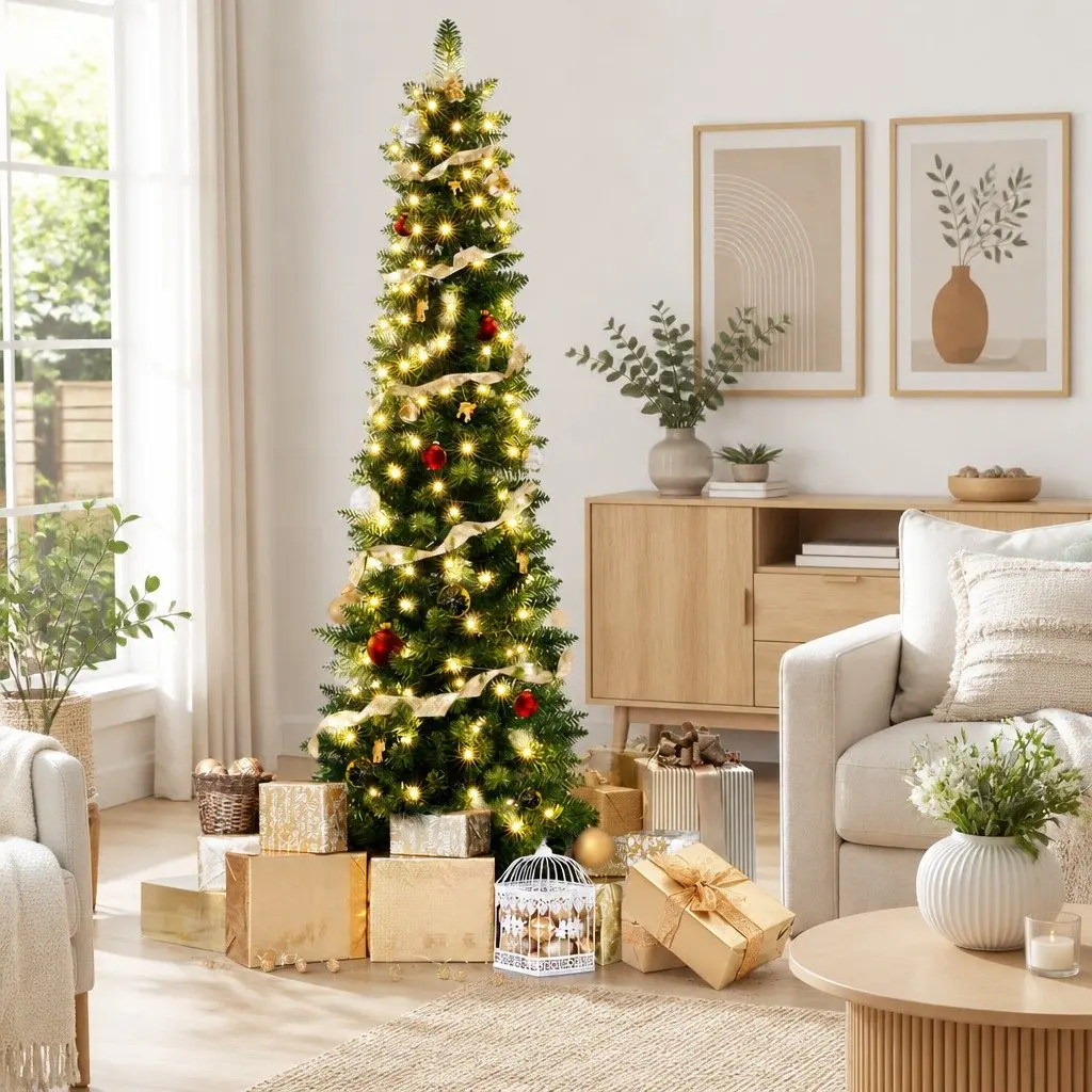 1.8m Pre-Lit Christmas Tree with 200 Warm LEDs
