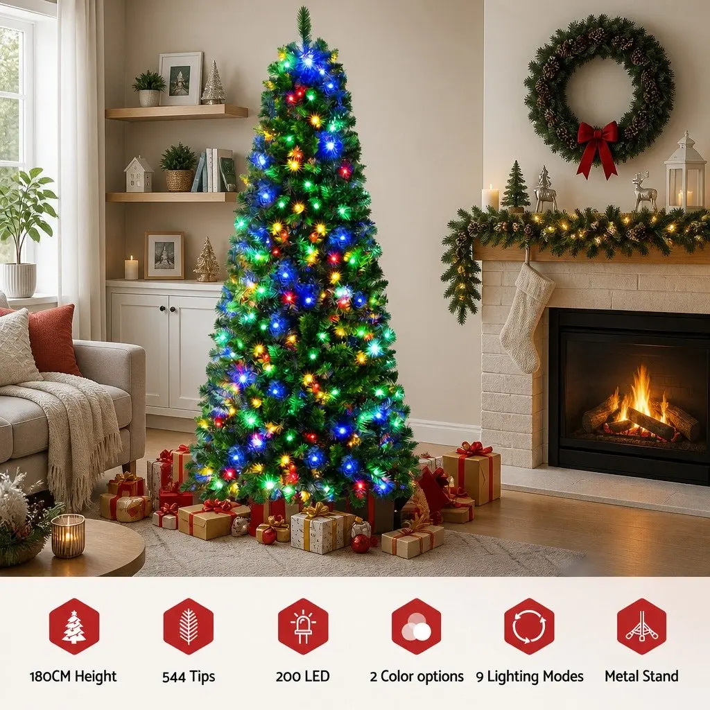 Pre-lit Christmas Tree 1.8M with 200 LED Lights