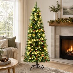 1.8M LED Christmas Tree with 200 Warm Lights & Red Berries