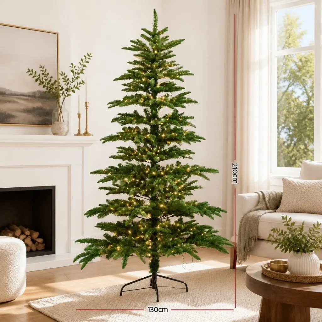 Christmas Tree PE PVC 2.1M Green Pre-Lit LED 860 Tips