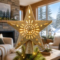 Gold Star Snowflake Projector for Christmas Tree Top