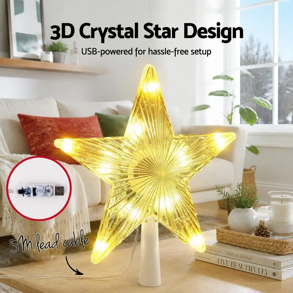 Christmas Tree Topper Star Plastic 21cm x 6cm x 23cm Multi-colour