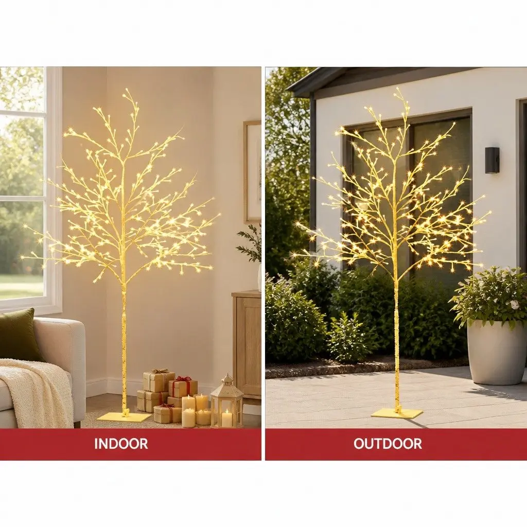 LED Christmas Tree 5FT Powder-coated Steel 304 Warm White Lights Indoor Outdoor Holiday Decoration