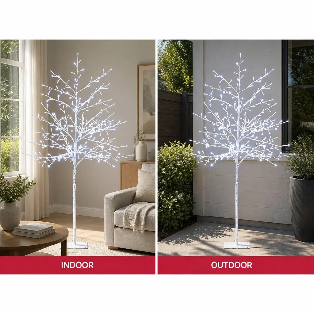 Solar LED Christmas Tree Powder-coated Steel 5ft White