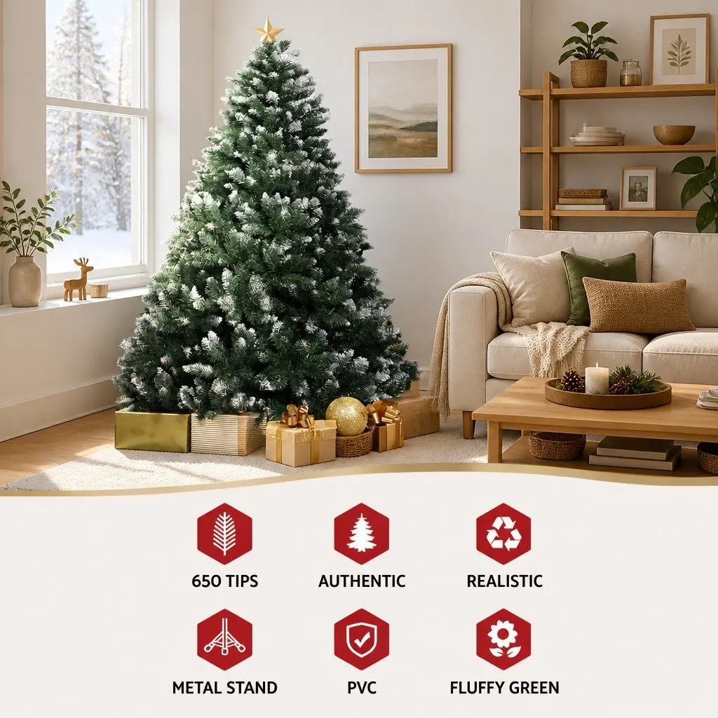 Christmas Tree PVC 1.8m Snowy Green Faux Fir