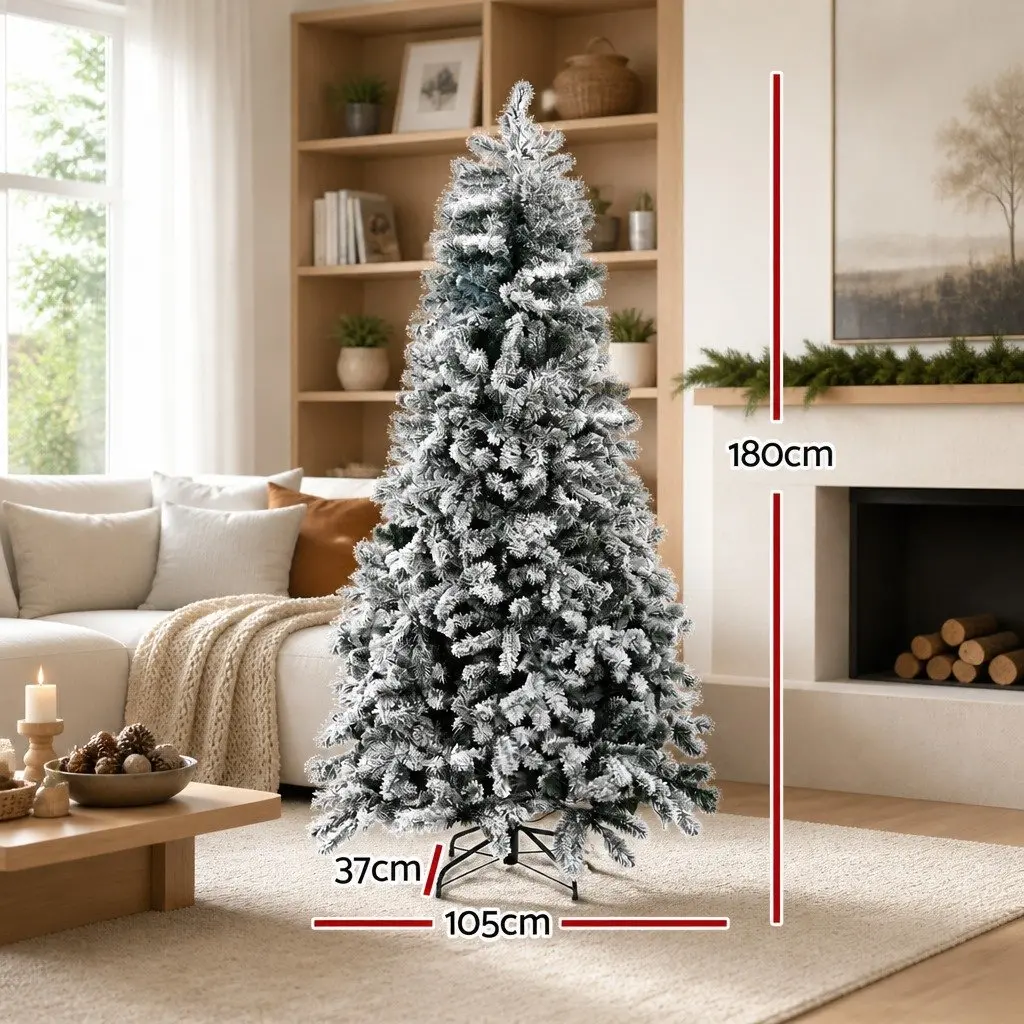 Christmas Tree Snow Flocked 1.8m Pre-Lit LED Green