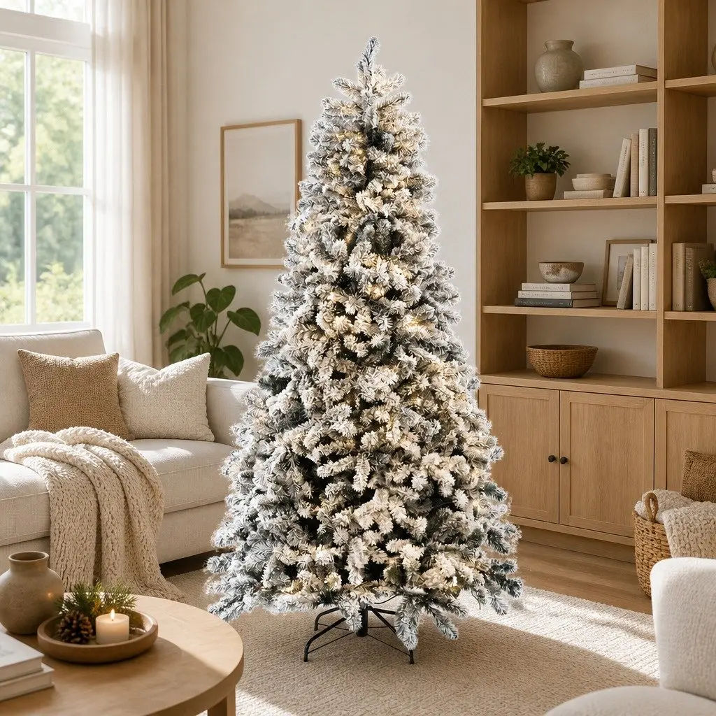 Christmas Tree Snow Flocked 1.8m Pre-Lit LED Green