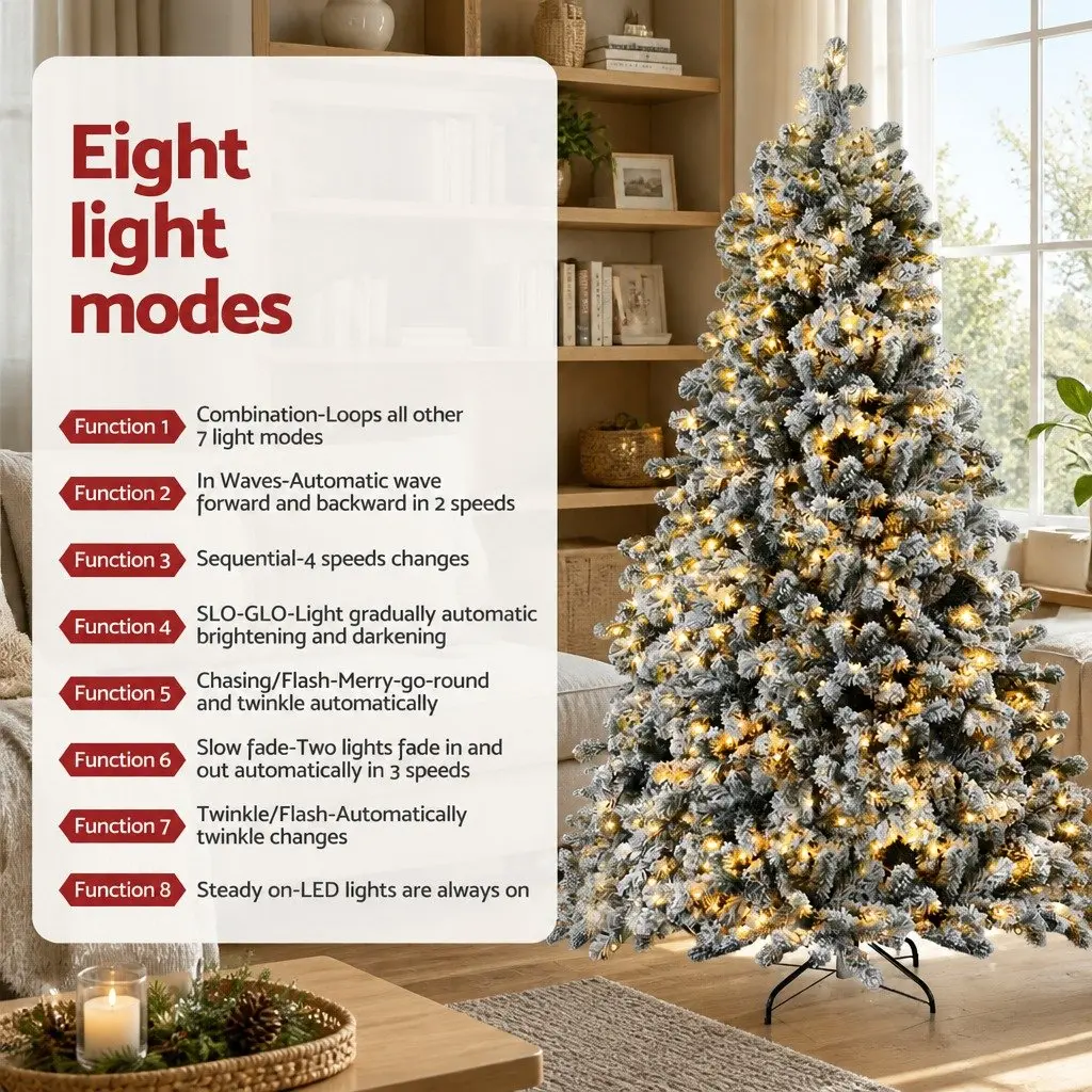Christmas Tree Snow Flocked 1.8m Pre-Lit LED Green