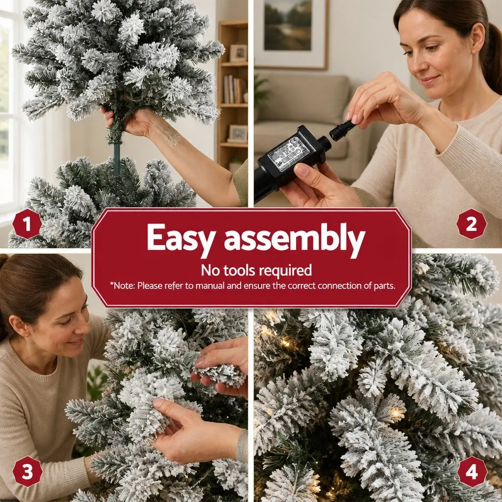 Christmas Tree Snow Flocked 1.8m Pre-Lit LED Green