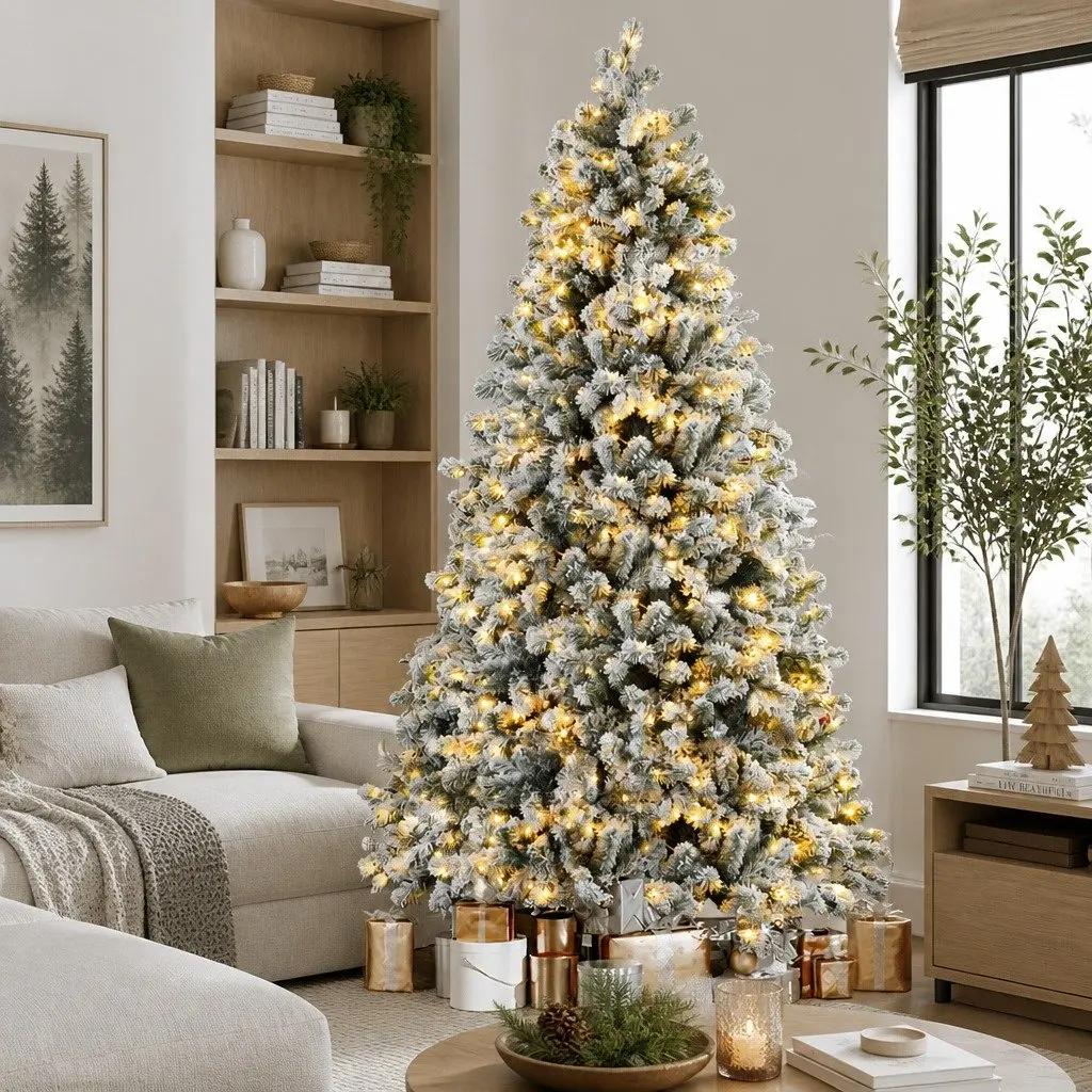 Christmas Tree Snow Flocked 1.8m Pre-Lit LED Green