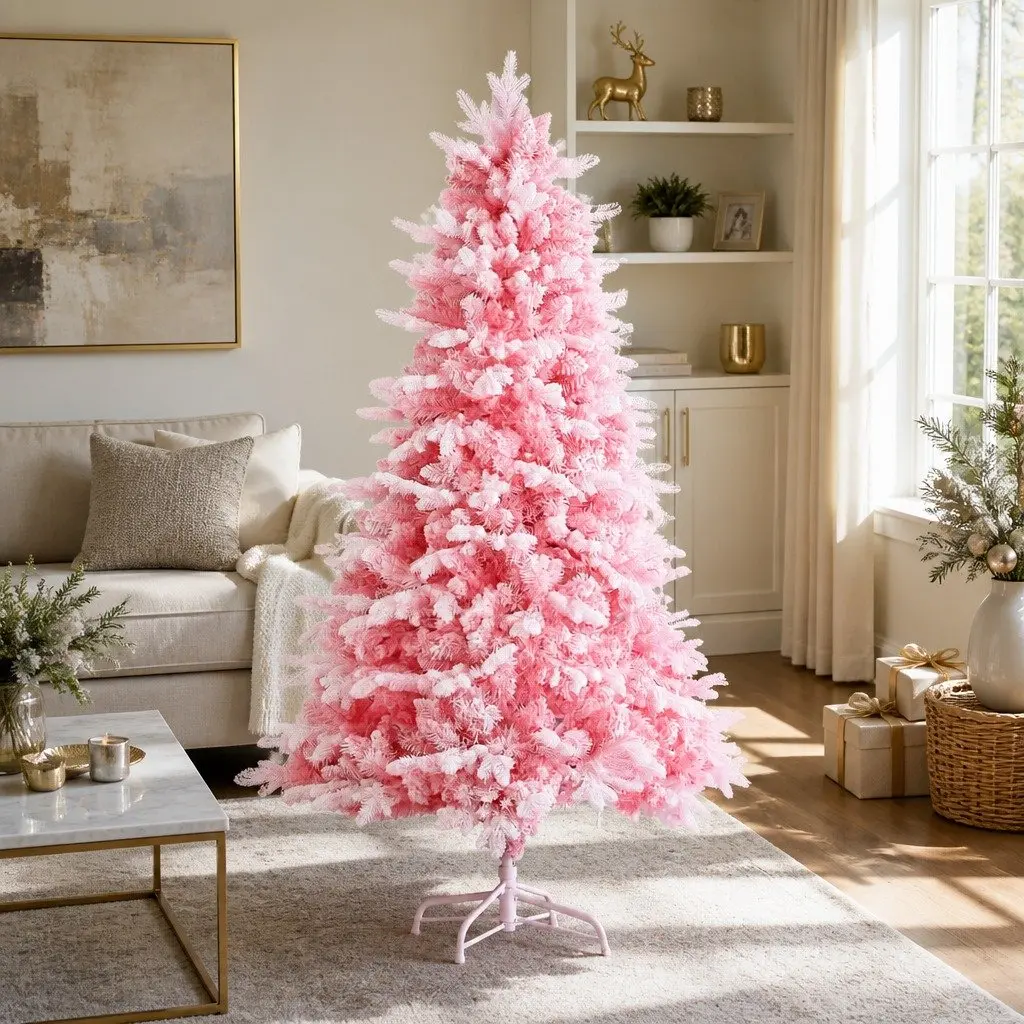 6FT Pink Christmas Tree with Snow-Flocked Tips