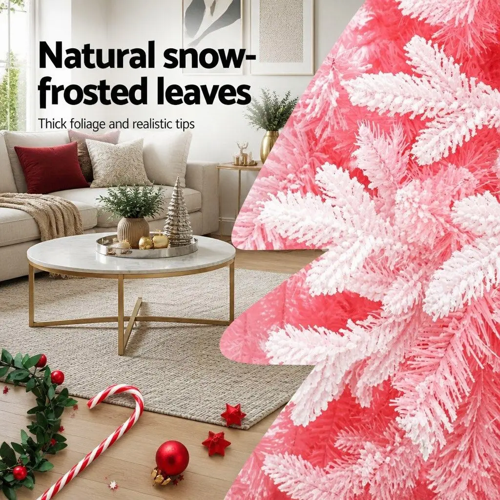 Christmas Tree PVC PE 1.8m Pink Snow Flocked