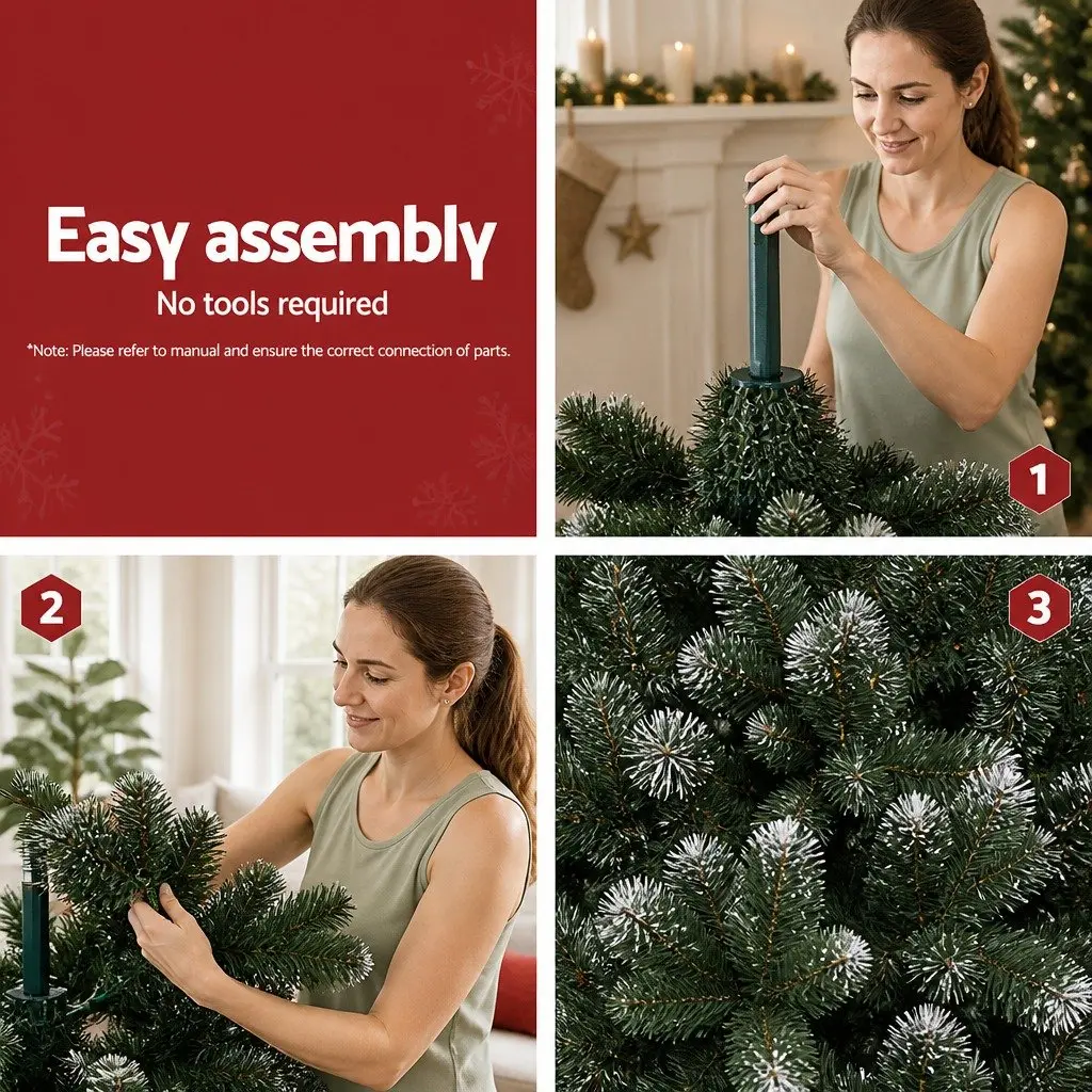 Christmas Tree PVC 7FT Snowy Green 905 Tips Indoor Holiday Decoration