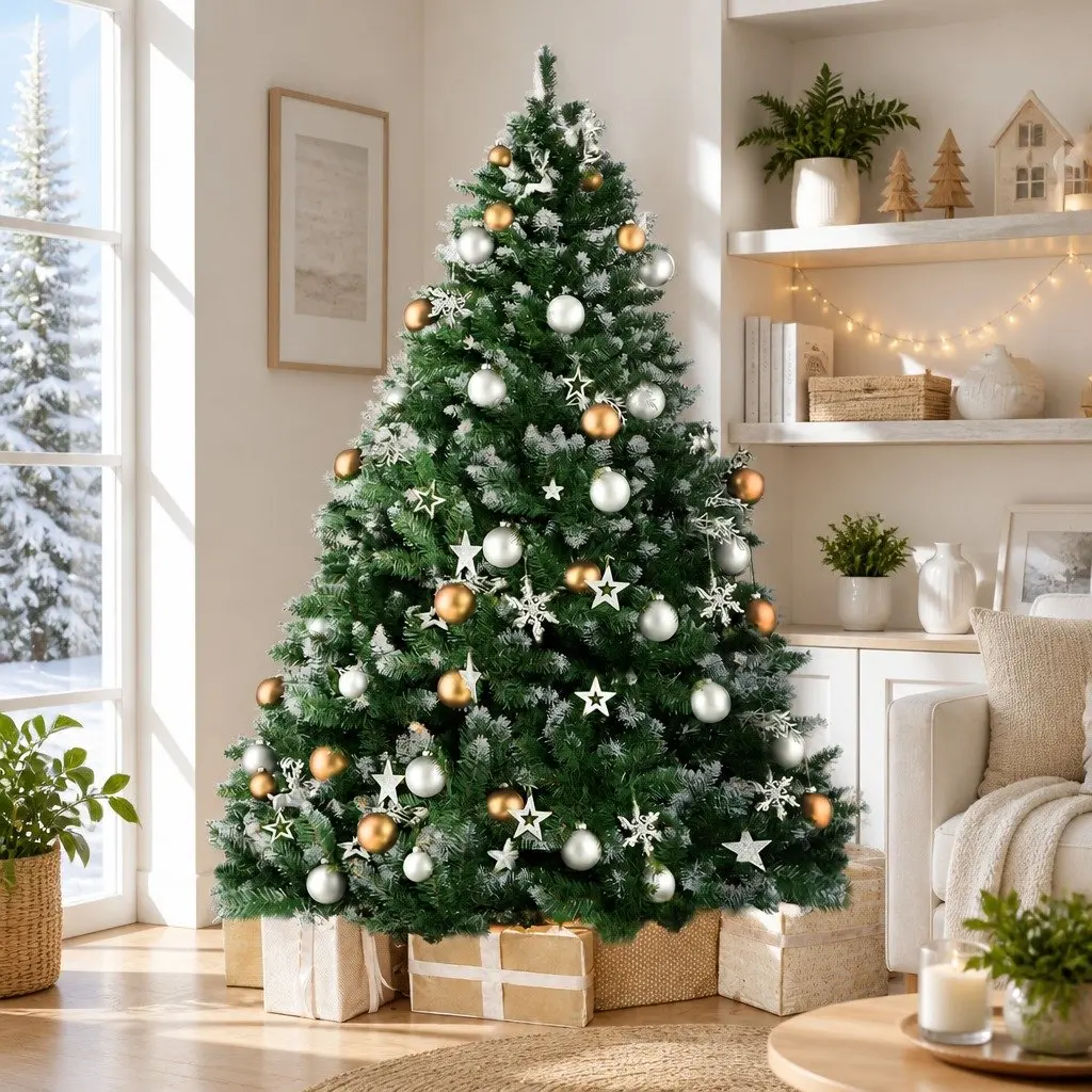 Christmas Tree PVC 7FT Snowy Green 905 Tips Indoor Holiday Decoration