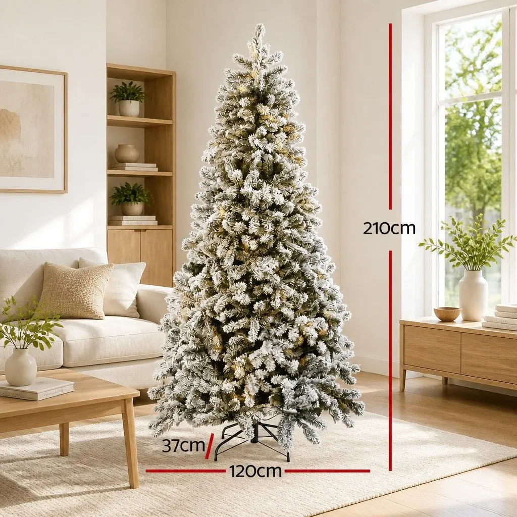 Pre-Lit Christmas Tree Snow Flocked PVC 2.1m Warm White LED