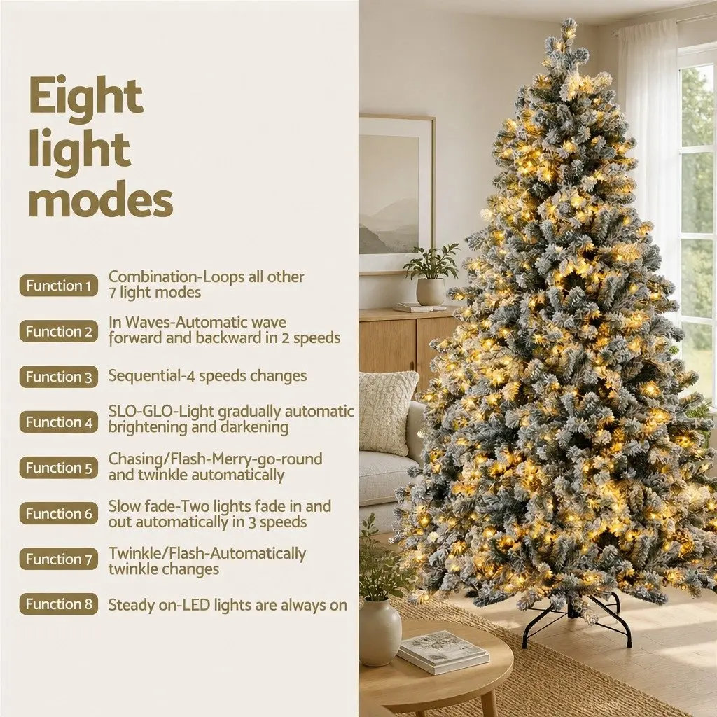 Pre-Lit Christmas Tree Snow Flocked PVC 2.1m Warm White LED