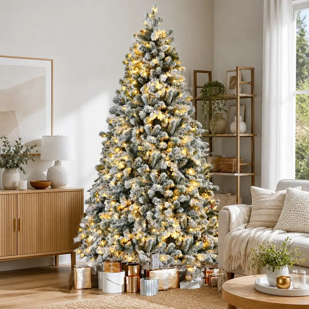 Pre-Lit Christmas Tree Snow Flocked PVC 2.1m Warm White LED
