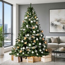 7FT Green Christmas Tree with 905 Tips and Metal Stand