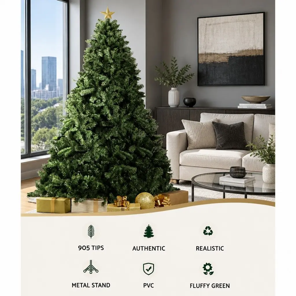 Artificial Fir Christmas Tree Green 2.1m 905 Tips for Festive Home Decoration