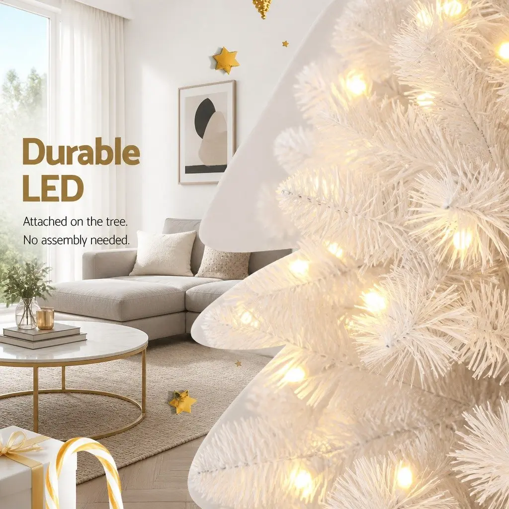 Christmas Tree PVC 2.1m White with 500 LED Lights
