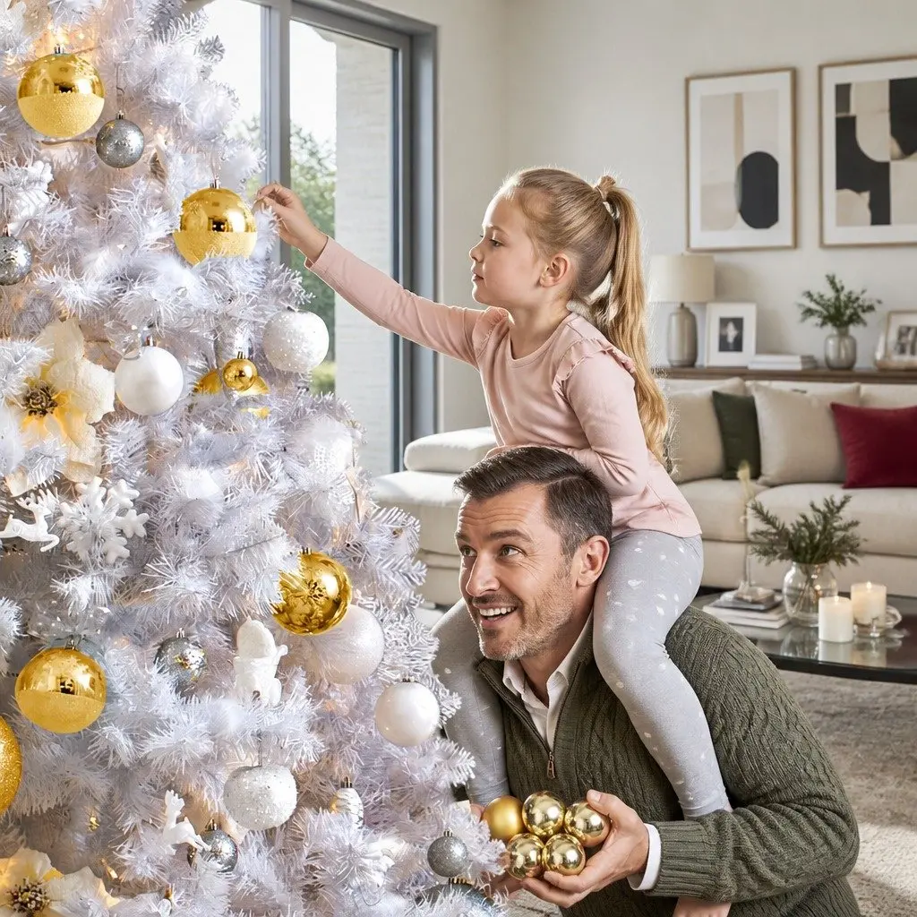 Christmas Tree PVC 2.1m White with 500 LED Lights