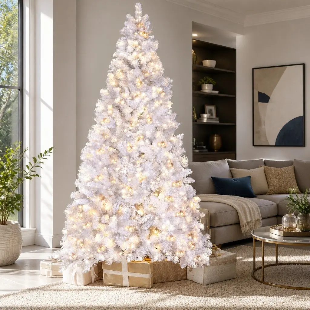 Christmas Tree PVC 2.1m White with 500 LED Lights