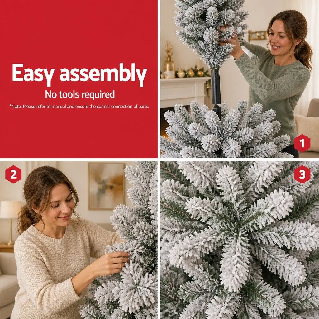 Christmas Tree PVC 2.4m Green White Snow Flocked