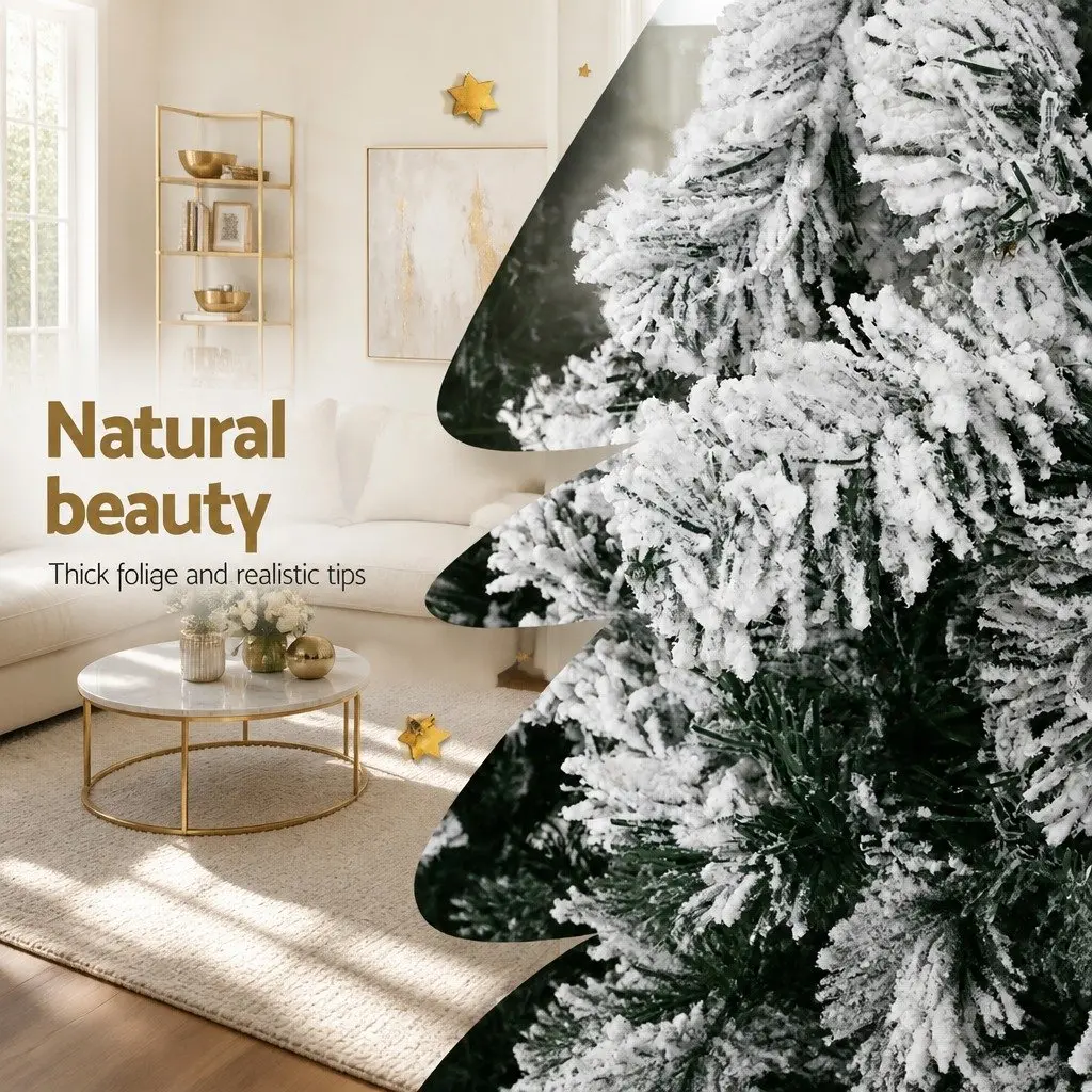 Christmas Tree PVC 2.4m Green White Snow Flocked